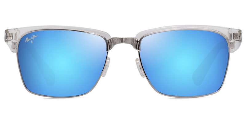 Maui Jim Kawika XL in Shiny Crystal / Blue Hawaii (B354-05) - Temple Detail