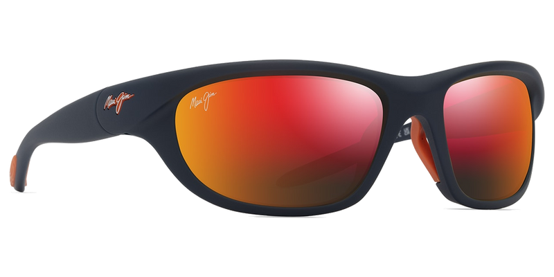 Maui Jim Haulani in Matte Solid Dark Blue with Orange / HAWAII LAVA™ (RM349-03) - Temple Detail