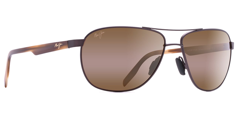 Maui Jim Castles in Matte Chocolate / HCL® Bronze (H728-01M) - Temple Detail