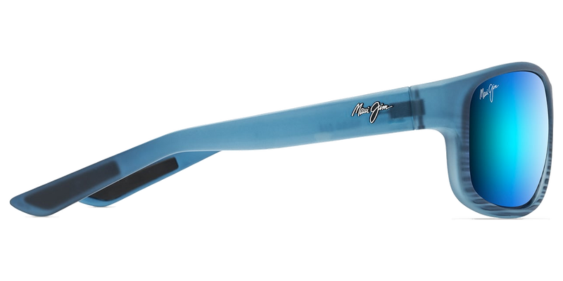 Maui Jim Kaiwi Channel in Blue Black Stripe / Blue Hawaii (B840-03S) - Temple Detail