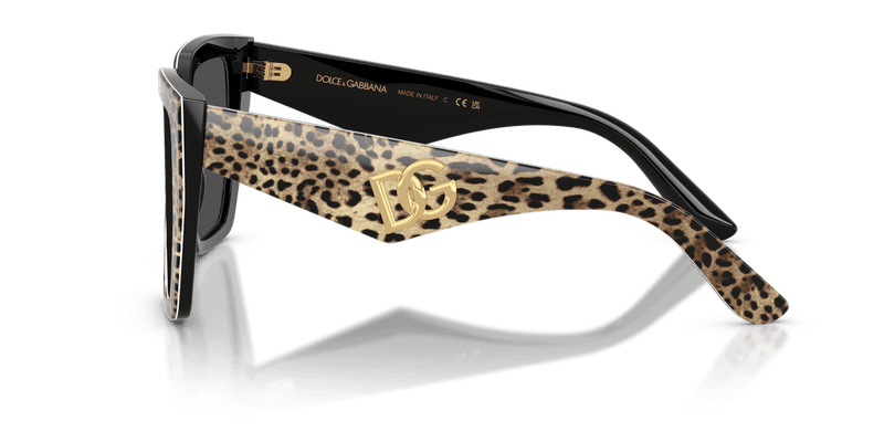 Dolce & Gabbana DG4438 in Leo Brown On Black / Dark Grey (316387) - Temple Detail