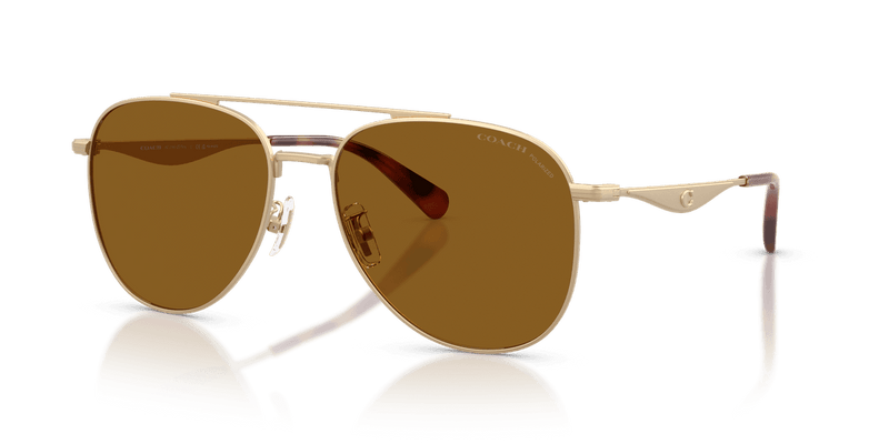 Coach CDP40 HC7190 in Satin Light Gold / Brown Solid Polarized (900583) - Alternate View