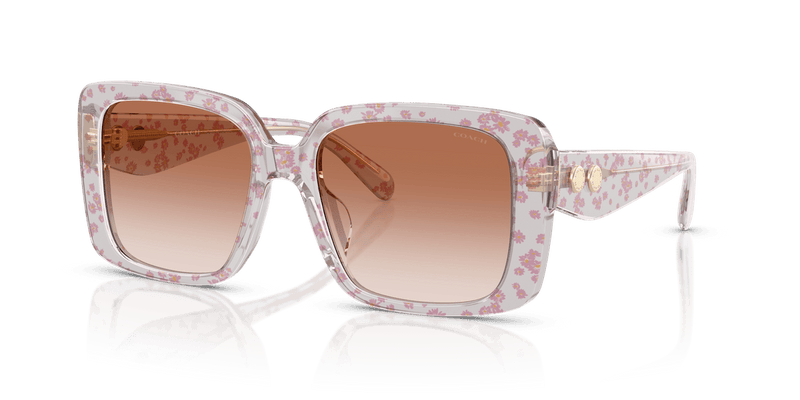 Coach CAD54 HC8424U in Transparent Pink Floral Print / Pink Gradient - Front View