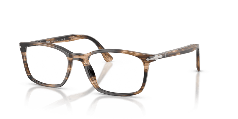 Persol PO3189V in Striped Black & Greish Brown / Clear (1236) - Front View
