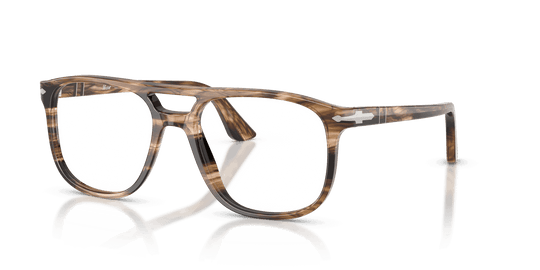 Persol GRETA PO3329V - Striped Black & Greish Brown / Clear (1236)