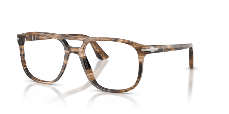 Persol GRETA PO3329V in Striped Black & Greish Brown / Clear (1236) - Front View