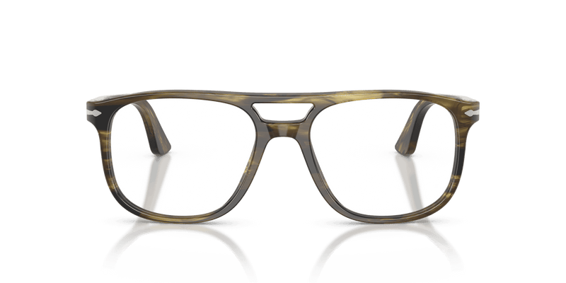 Persol GRETA PO3329V in Striped Black & Olive Green / Clear (1237) - Alternate View