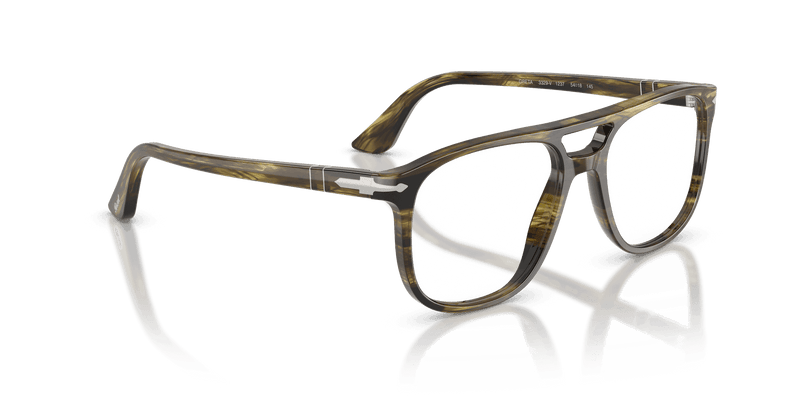 Persol GRETA PO3329V in Striped Black & Olive Green / Clear (1237) - Alternate View