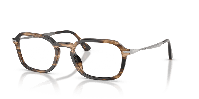 Persol PO3381V in Striped Black & Greish Brown / Clear - Front View