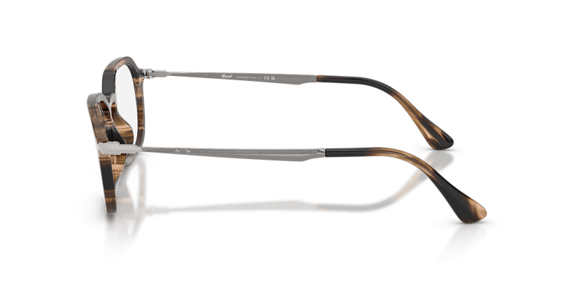 Persol PO3381V in Striped Black & Greish Brown / Clear - Side View