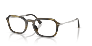 Striped Black & Olive Green / Clear