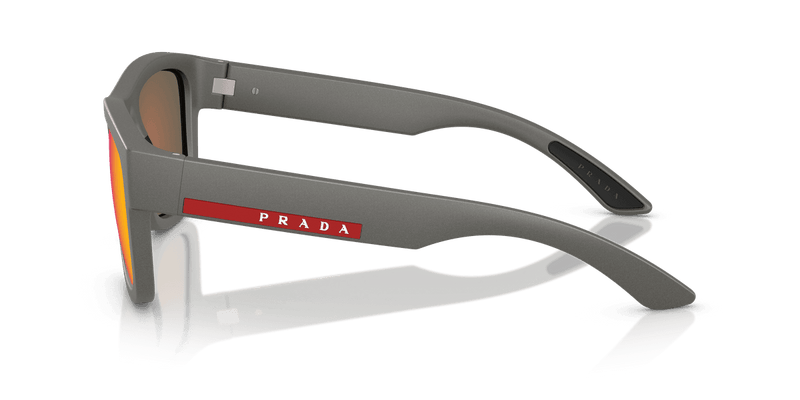 Prada Linea Rossa PS 01ZS in Silver Grey / Brown Mirror Orange (16X02U) - Temple Detail