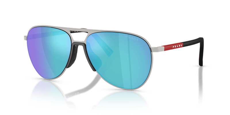 Prada Linea Rossa PS 53ZS in Silver / Light Green Mirror Blue (1BC08R) - Front View