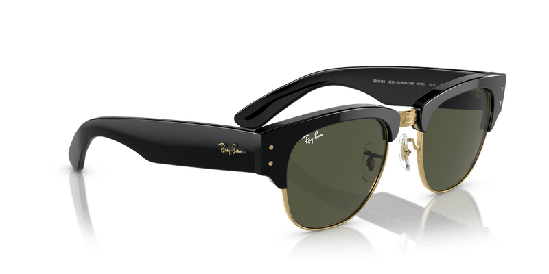 Ray-Ban MEGA CLUBMASTER RB0316S in Black On Gold / G-15 Green - Temple Detail