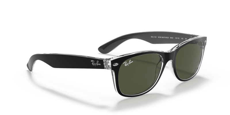 Ray-Ban NEW WAYFARER RB2132 in Black On Transparent / G-15 Green - Alternate View