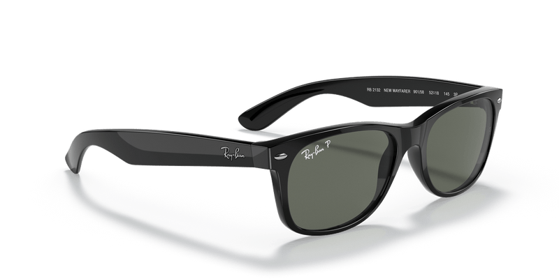 Ray-Ban NEW WAYFARER RB2132 in Black / Green Polarized - Temple Detail