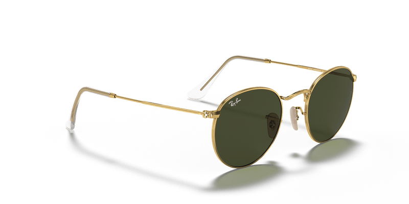 Ray-Ban ROUND METAL RB3447 in Arista Gold / G-15 Green - Temple Detail