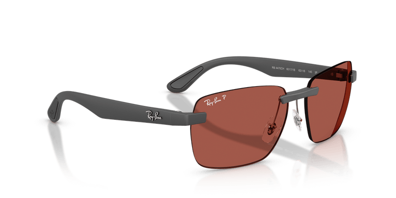 Ray-Ban RB4470CH in Sand Grey / Polarized Ultra Lenses Red - Temple Detail