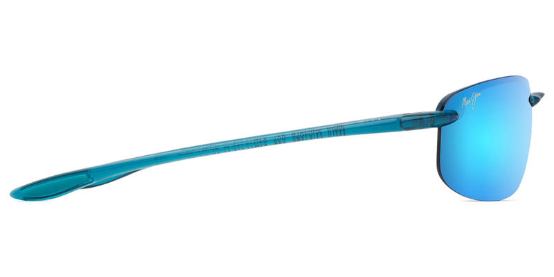 Maui Jim Ho‘okipa in Shiny Transparent Blue / Blue Hawaii (B407-03) - Temple Detail