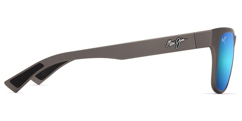 Maui Jim Kapeau in Metal Matte Grey / Blue Hawaii (B684-14) - Temple Detail