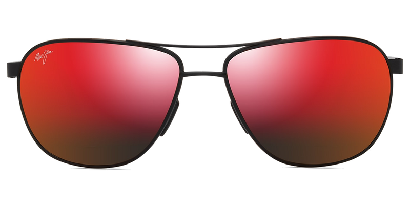 Maui Jim Castles in Matte Black Varnish with Dark Havana / HAWAII LAVA™ (RM728-02A) - Temple Detail