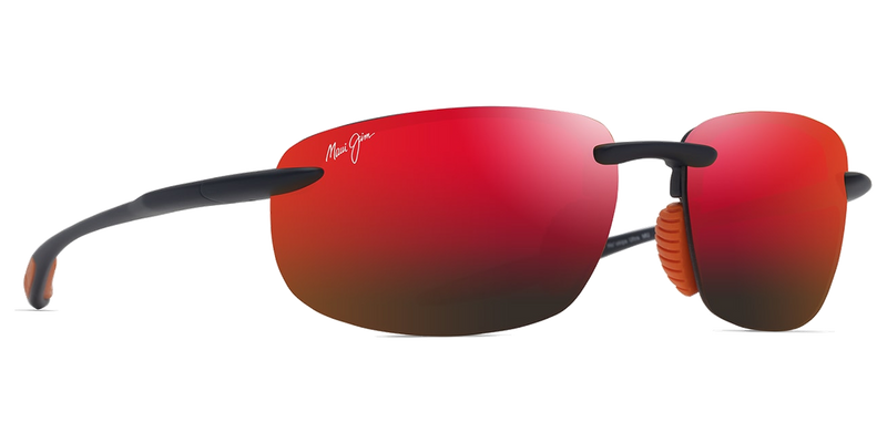 Maui Jim Ho‘okipa Ultra in Matte Solid Dark Blue with Orange / HAWAII LAVA™ (RM676-03A) - Temple Detail