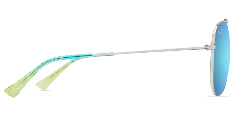 Maui Jim Hau‘oli XL in Shiny Silver with Blue &amp; Green / Blue Hawaii (B674-17B) - Back View