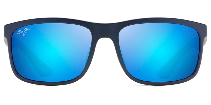 Maui Jim Huelo in Matte Blue / Blue Hawaii (B449-03) - Temple Detail