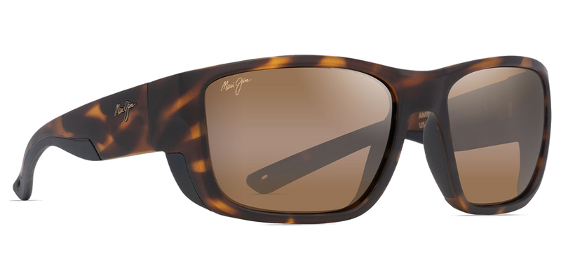 Maui Jim Amberjack in Matte Tortoise with Black rubber / HCL® Bronze (H896-10) - Temple Detail