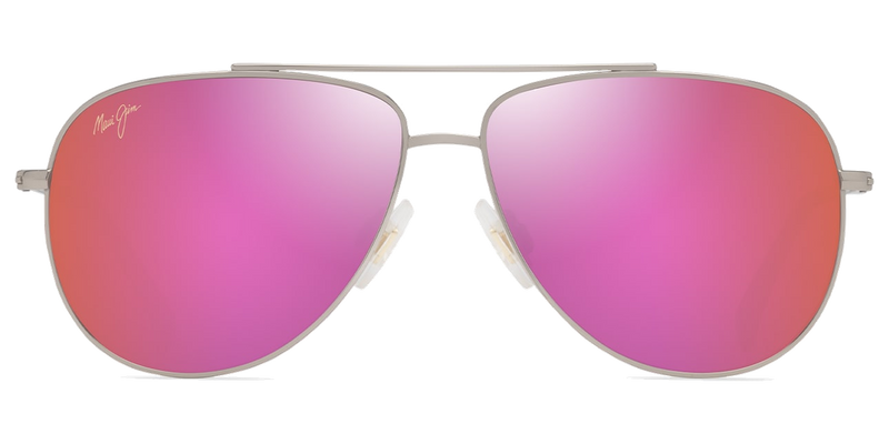 Maui Jim Hauoli XS in Shiny Lt Gold w/Sage-Fuchsia / MAUI Sunrise (P589-16A) - Temple Detail
