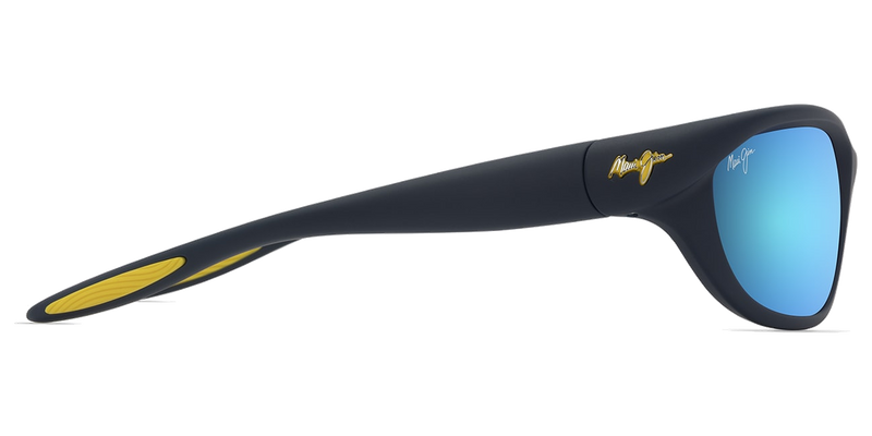 Maui Jim Haulani in Matte Solid Dark Blue with Yellow / Blue Hawaii (B349-03A) - Temple Detail