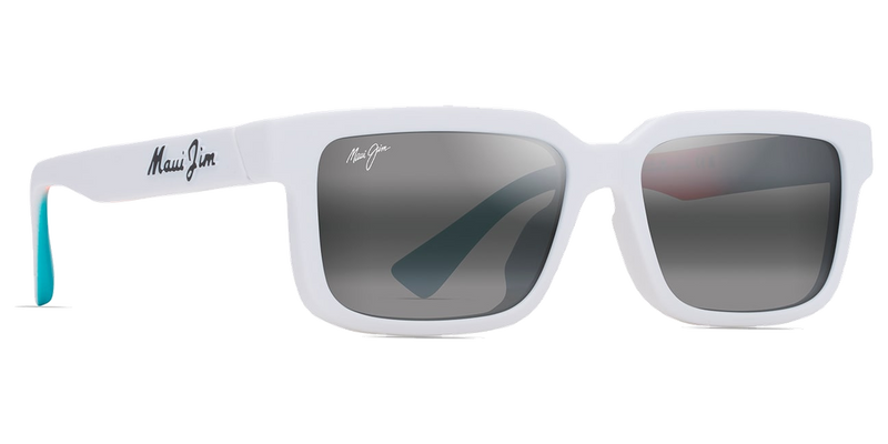 Maui Jim Hiapo Asian Fit in Matte White / Neutral Grey (655-05) - Temple Detail