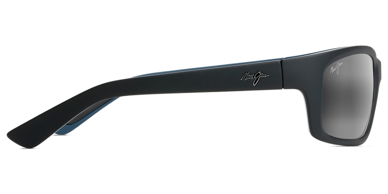 Maui Jim Kanaio Coast in Matte Soft Black with White and Blue / Neutral Grey (766-02MD) - Back View
