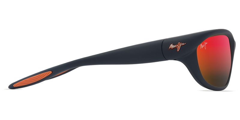 Maui Jim Haulani in Matte Solid Dark Blue with Orange / HAWAII LAVA™ (RM349-03) - Temple Detail