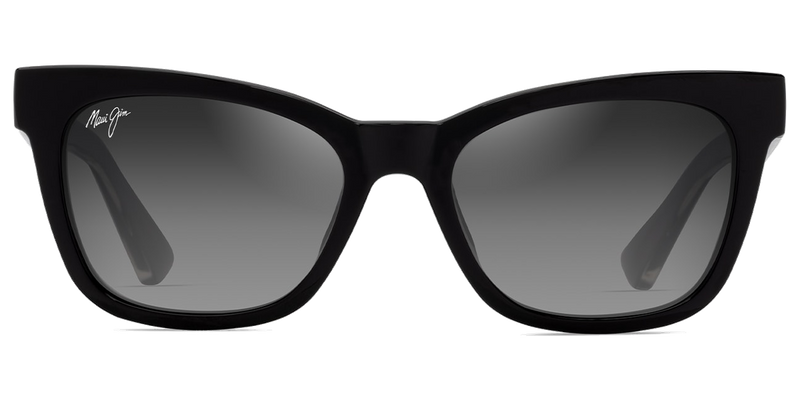 Maui Jim Hiwahiwa in Shiny Black with Trans Light Grey / Neutral Grey (GS689-02) - Temple Detail
