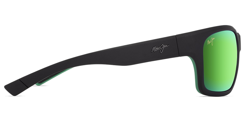 Maui Jim ‘Ano Nui in Matte Black with Green Interior / MAUIGreen® (GM681-02A) - Temple Detail