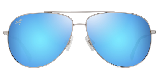 Maui Jim Hau‘oli XL - Shiny Silver with Blue &amp; Green / Blue Hawaii (B674-17B)