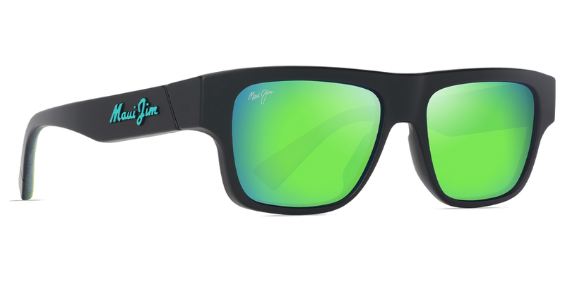 Maui Jim Kōkua in Matte Black with Interior White Gradient Effect / MAUIGreen® (GM638-02) - Temple Detail