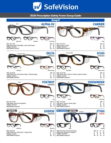 SafeVision 2026 prescription safety frame group guide, page 3