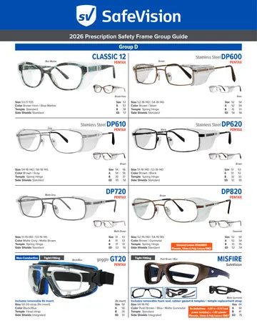 SafeVision 2026 prescription safety frame group guide, page 8