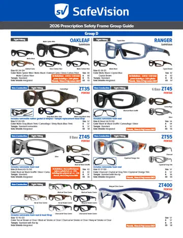 SafeVision 2026 prescription safety frame group guide, page 9